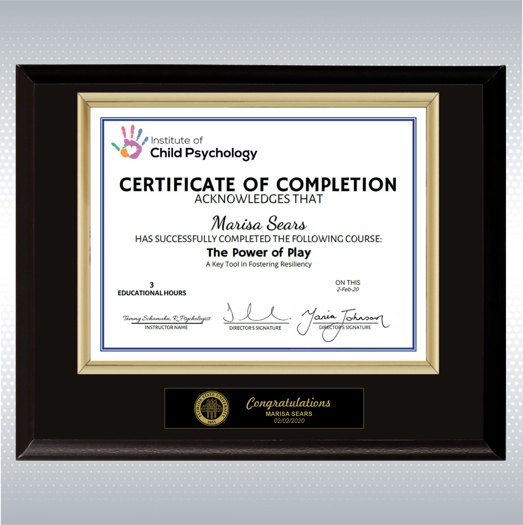 Black Matte Finish Certificate Plaque 1