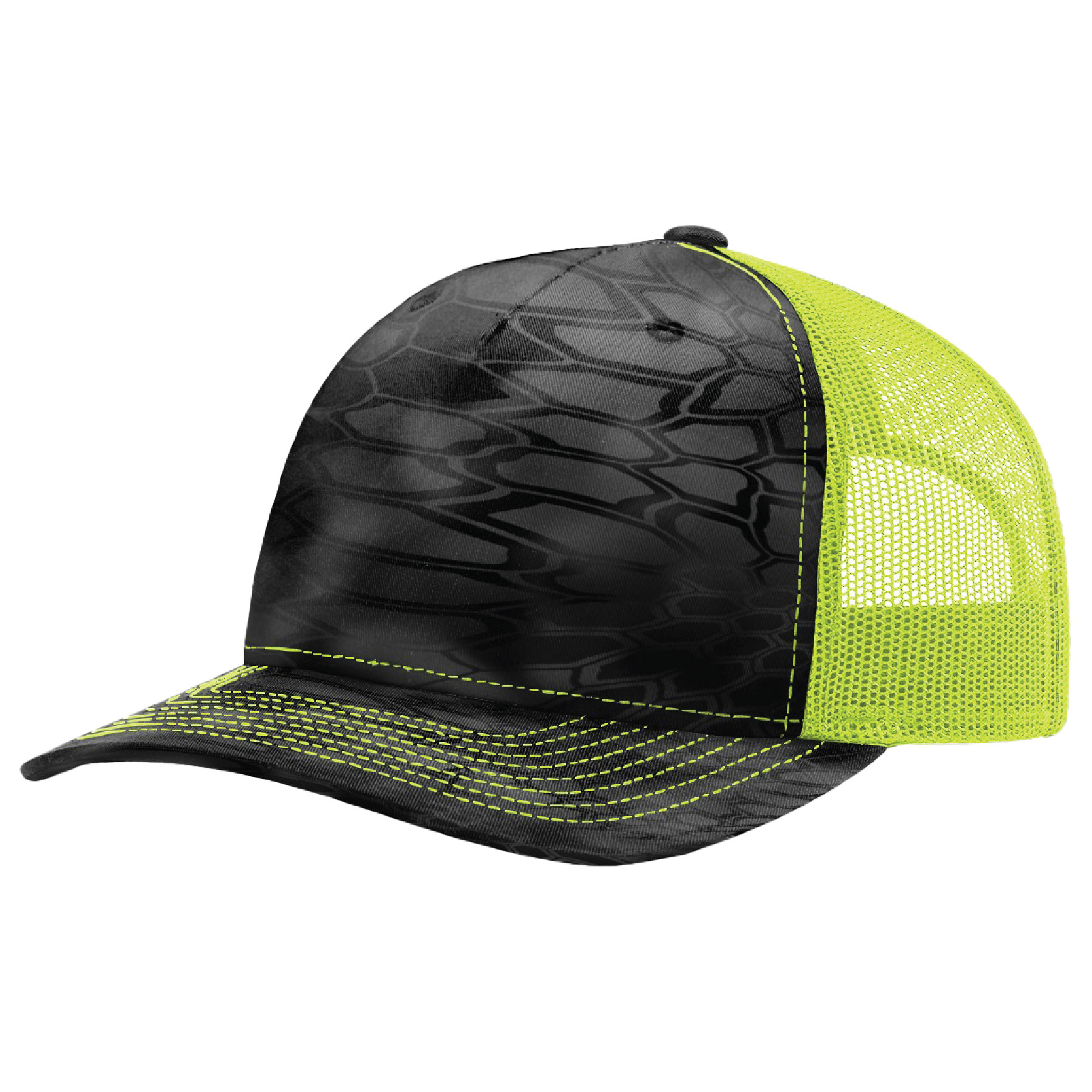 Richardson 112PFP Printed 5-Panel Snapback Trucker Hat w/Leatherette Adhesive Patches or Embroidery 16