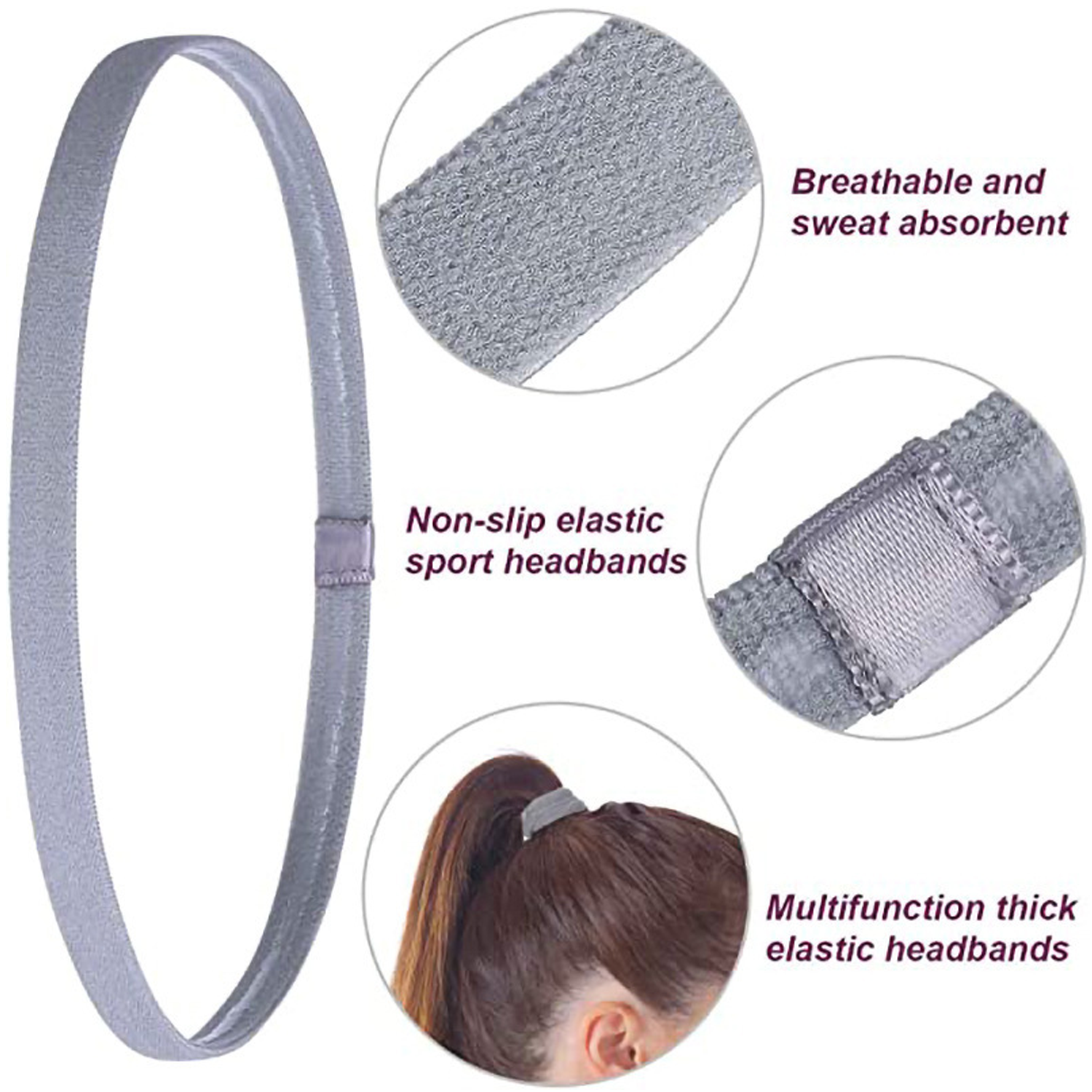 Non-Slip Silicone Grip Exercise HeadBand 3