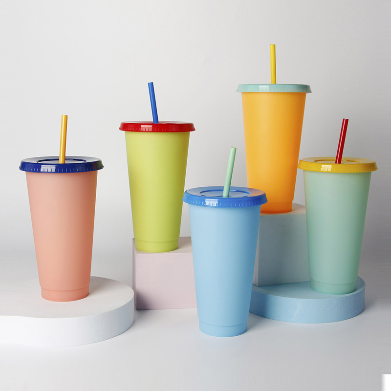 24OZ Reusable Cold Color Changing Cups Tumblers 12