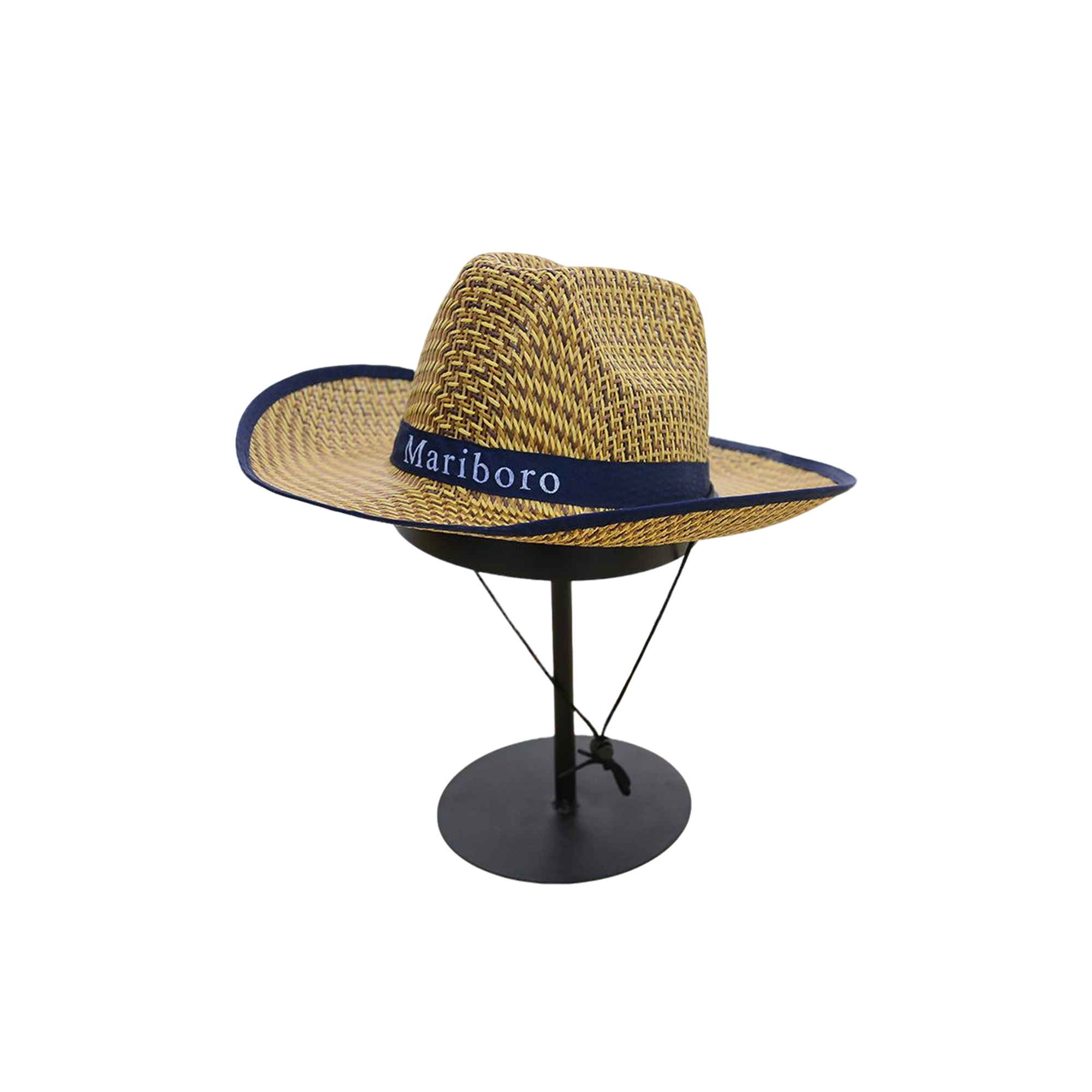 Wide Brim Cowboy Straw Style With Center Print 15.5 X 11.5 X 5.5" 1