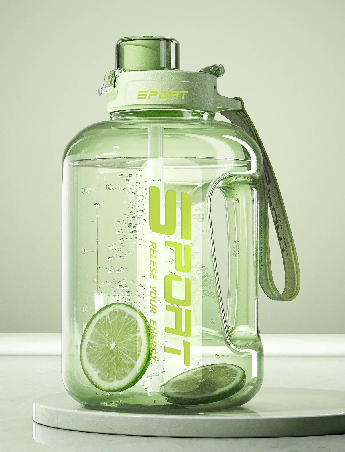 Large Sports Plastic Straw Water Bottle 2