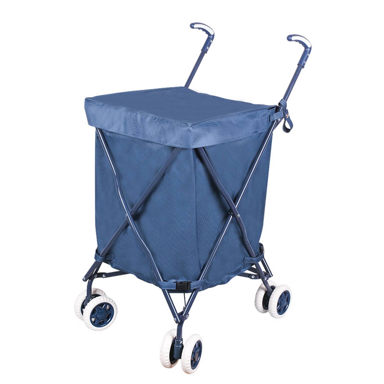 Folding Wheeled Shopping Cart w/ Removable Canvas Bag 4