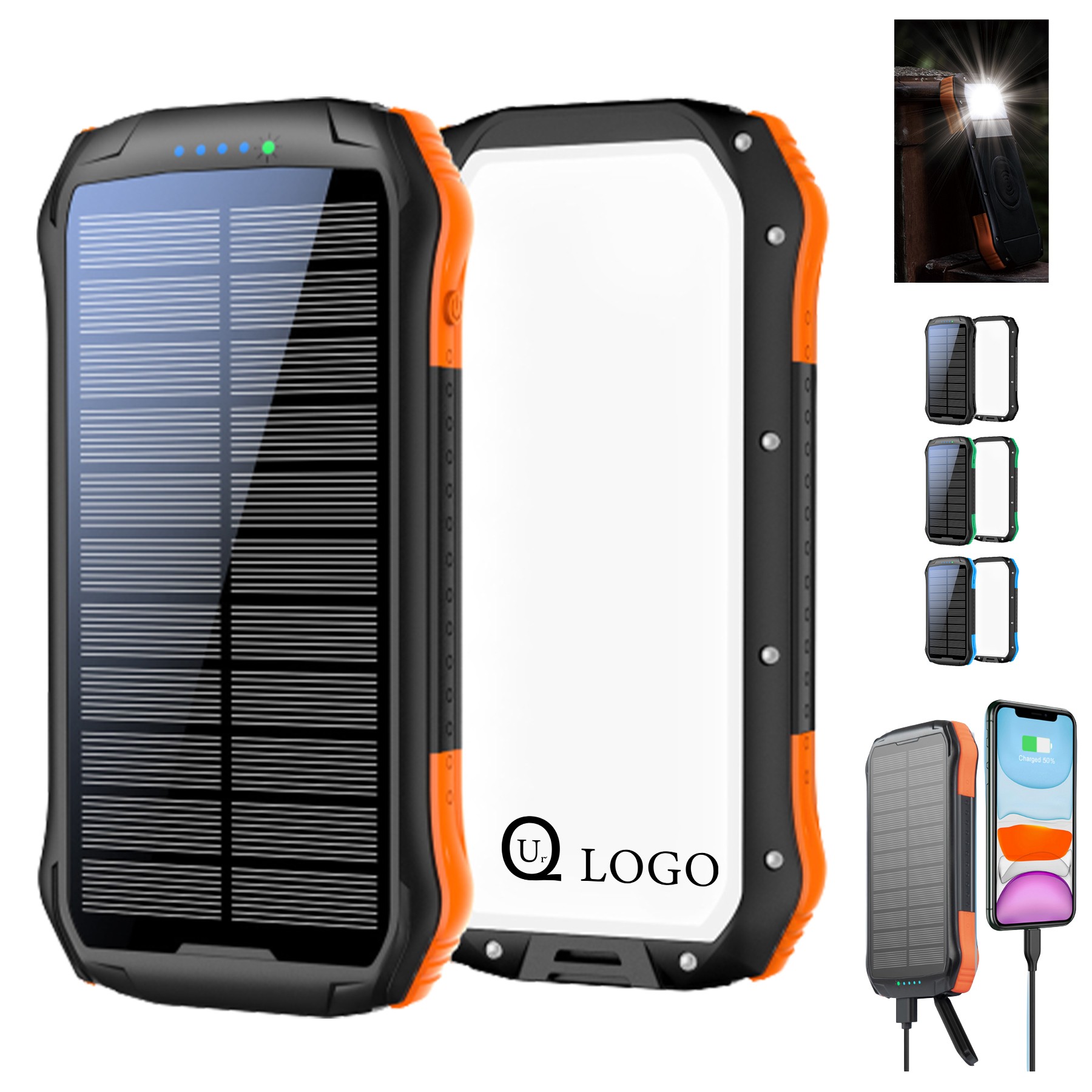 10000Mah Solar Power Bank Flashlight 3
