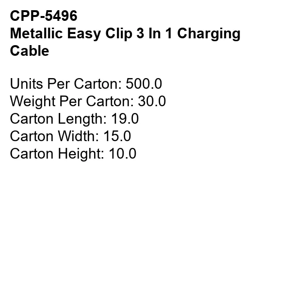 METALLIC EASY CLIP 3 IN 1 CHARGING CABLE 18