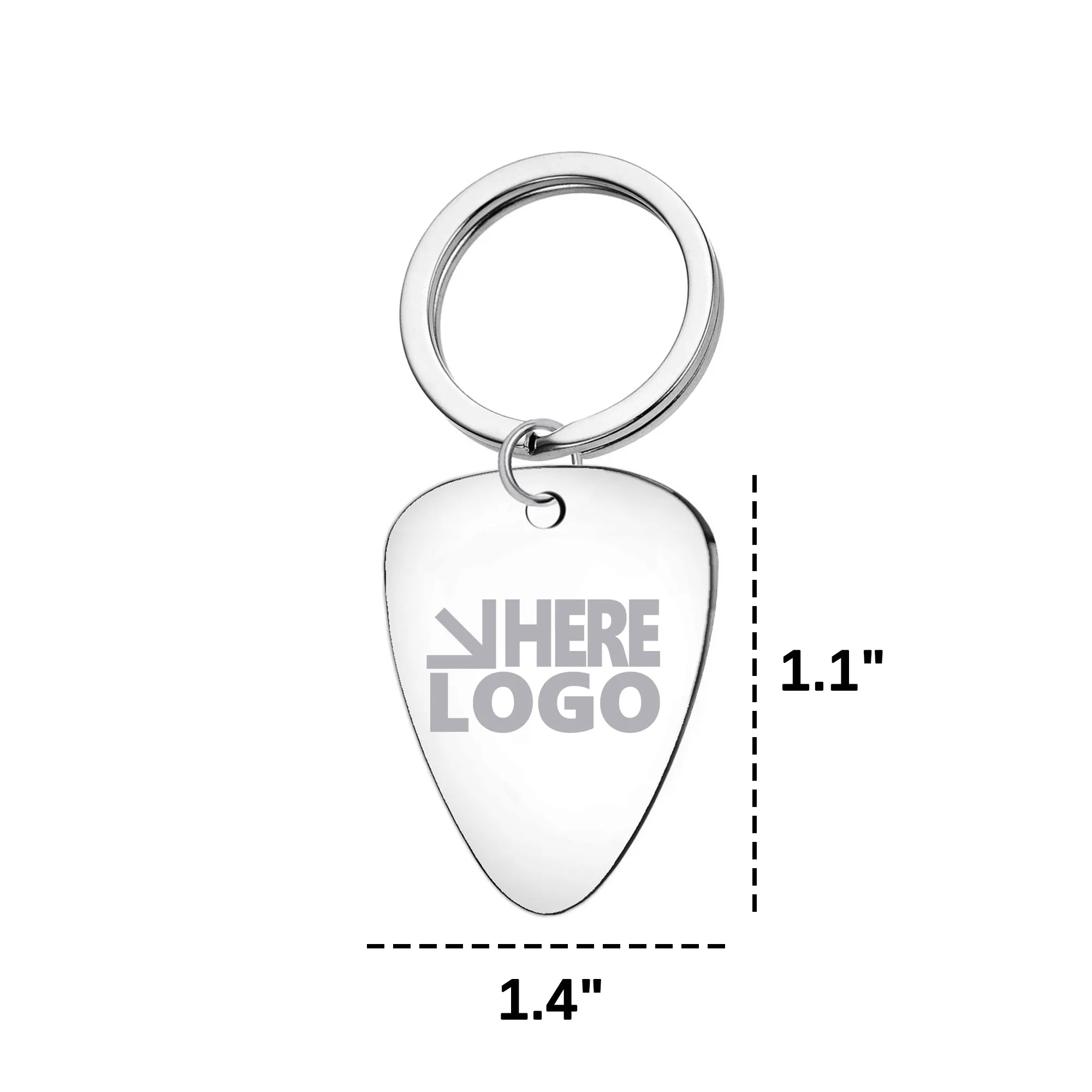 MOQ 20 Guitar Pick Keychain Stainless Steel 3