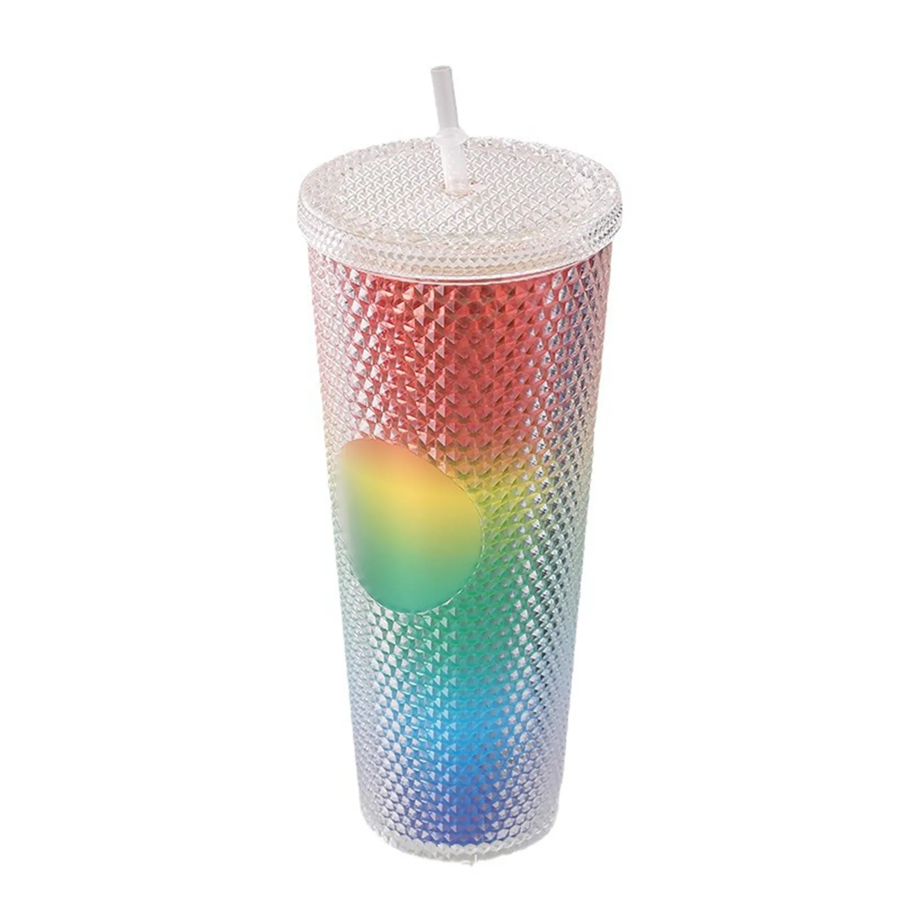 24 Oz. Plastic Magic Color Double Wall Tumbler with Straw 3