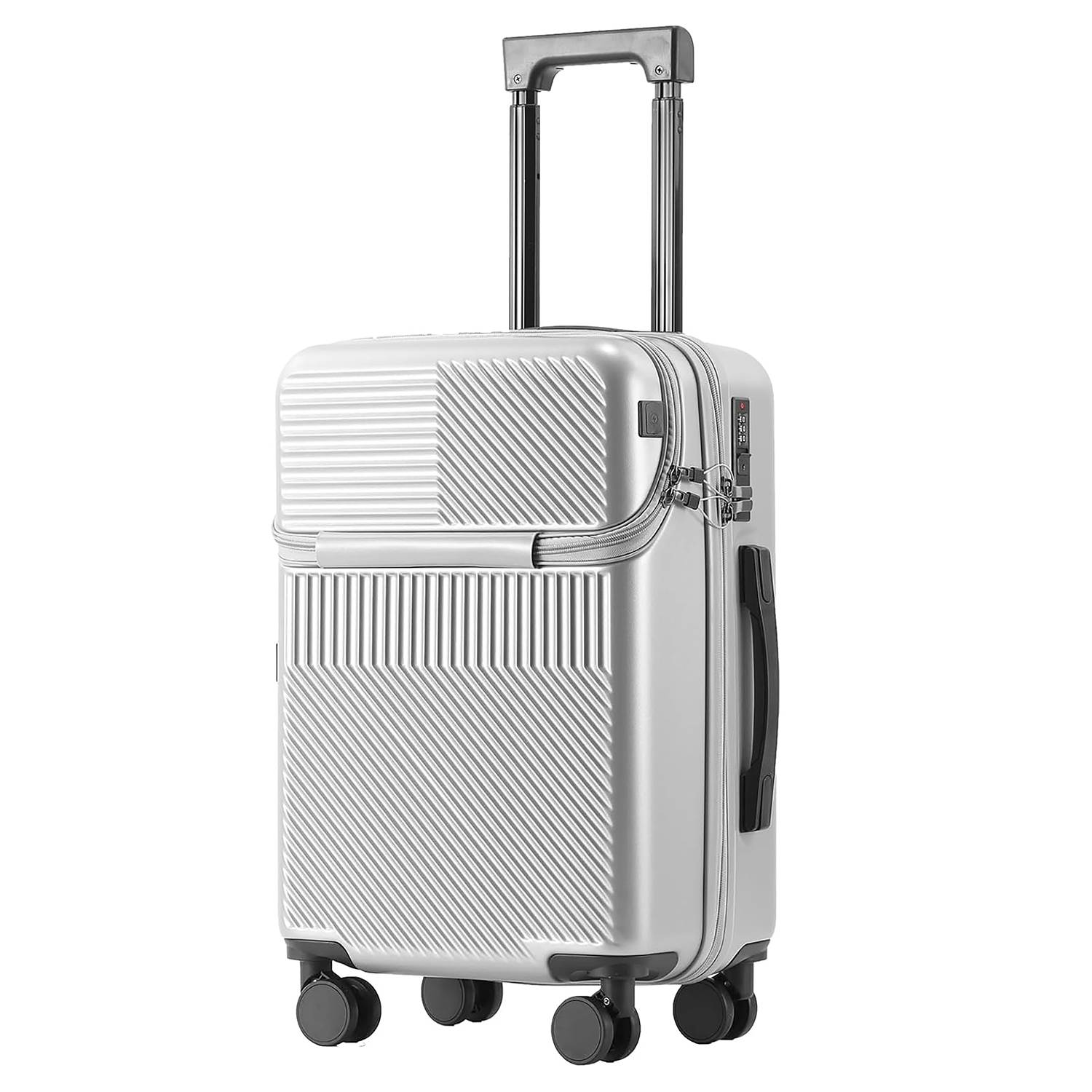ABS USB Port Travel Suitcase w/ Cup Holder 5