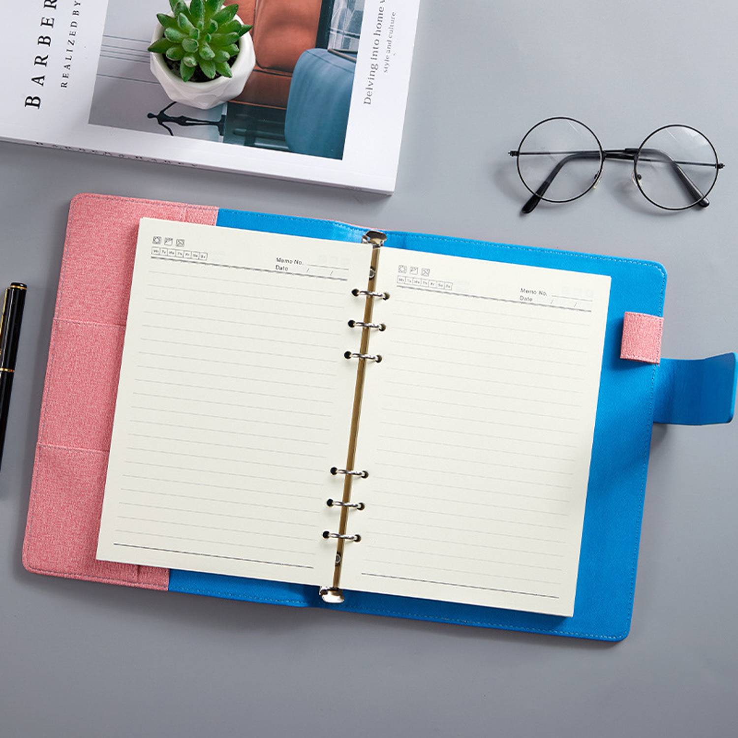 PU Leather A5 Magnetic Closure Binder Notebook 8