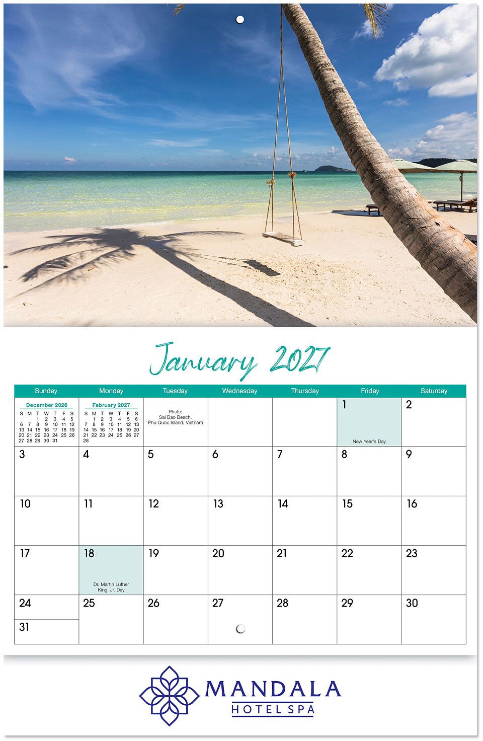 BEACHES STAPLED WALL CALENDAR 6