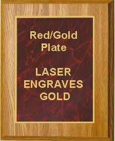 7" x 9" Oak Finish Plaque with a Red Marble Designer Plate 2
