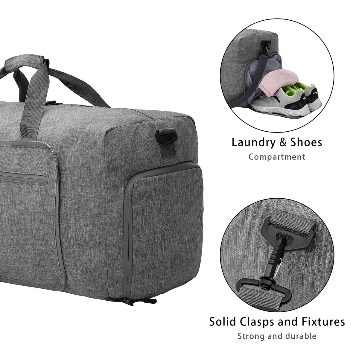 65L In Stock Custom Foldable Travel Duffle Overnight Bag 1