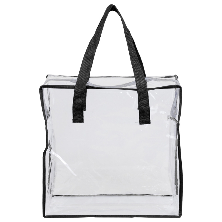12"W x 12"H x 6"Gusset – "ARETE" Clear Vinyl Stadium Compliant Tote Bag with Zipper 19