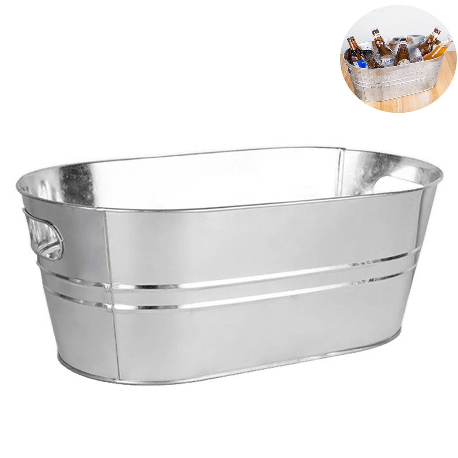 15L Galvanized Stainless Steel Oval Beverage Tub 5