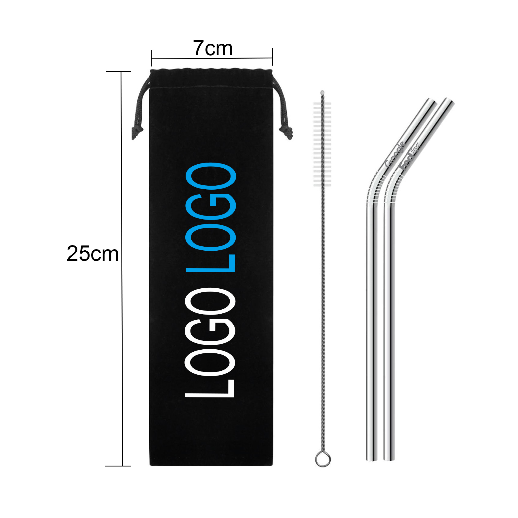 304 Stainless Steel Straws Set/Brush/Pocket 3