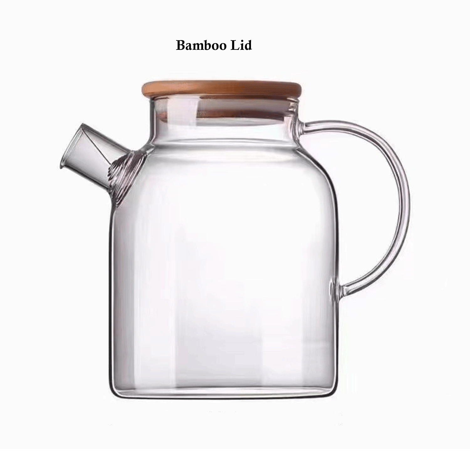 Stovetop Safe Glass Teapot Kettle w/ Bamboo Lid 6