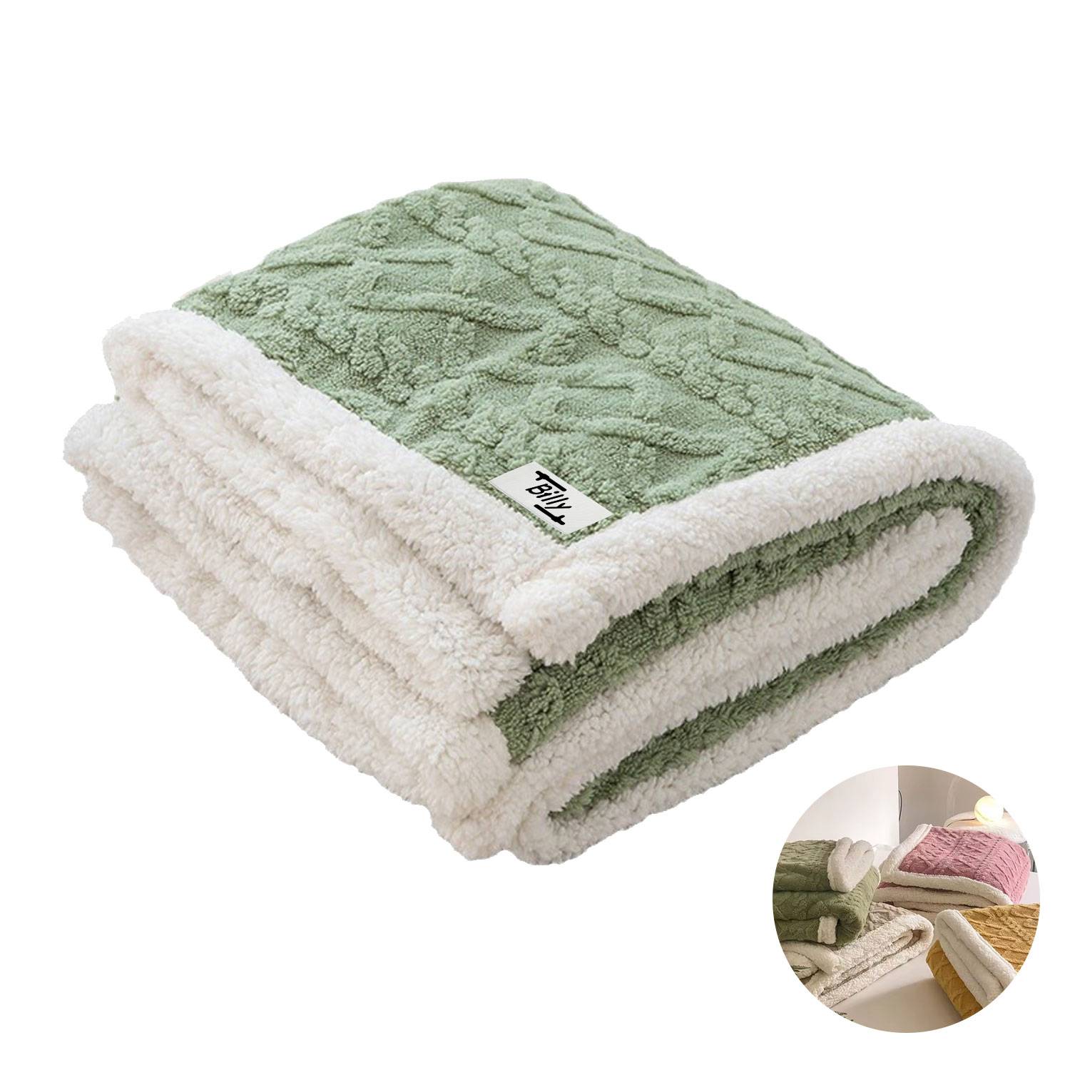 Thick Warm Plush Fleece Reversible Blanket for Bed 2