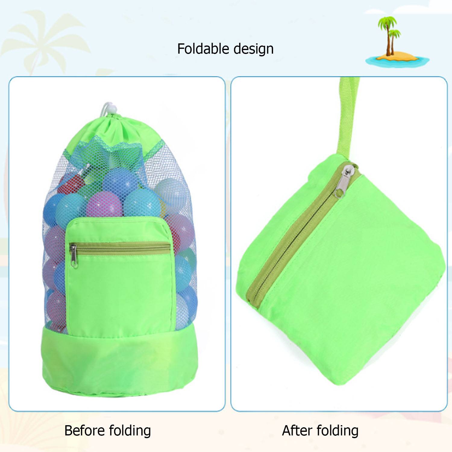 Large Beach Drawstring Backpack 7