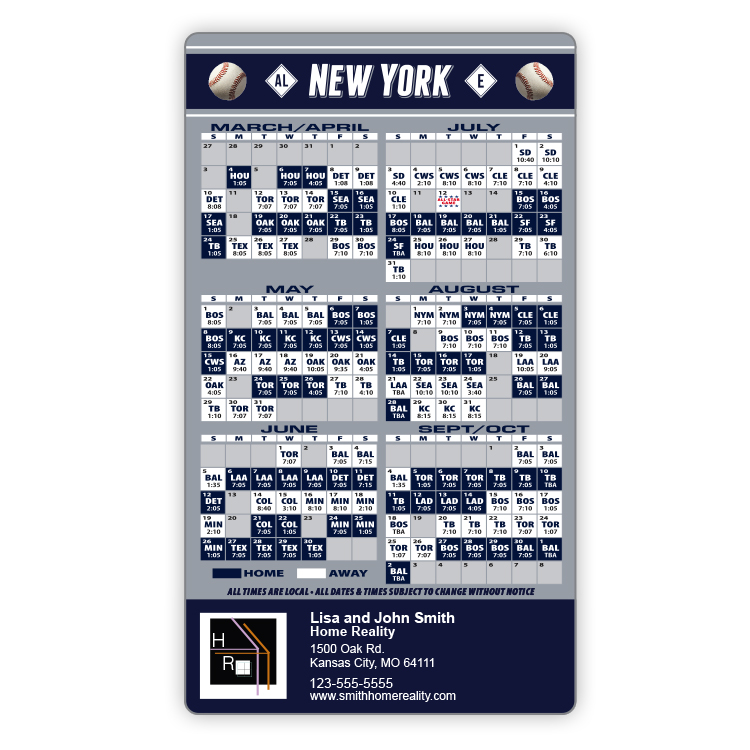 Magnet Sport Schedules - 4x7 Baseball Round Corners - 20 mil. 3