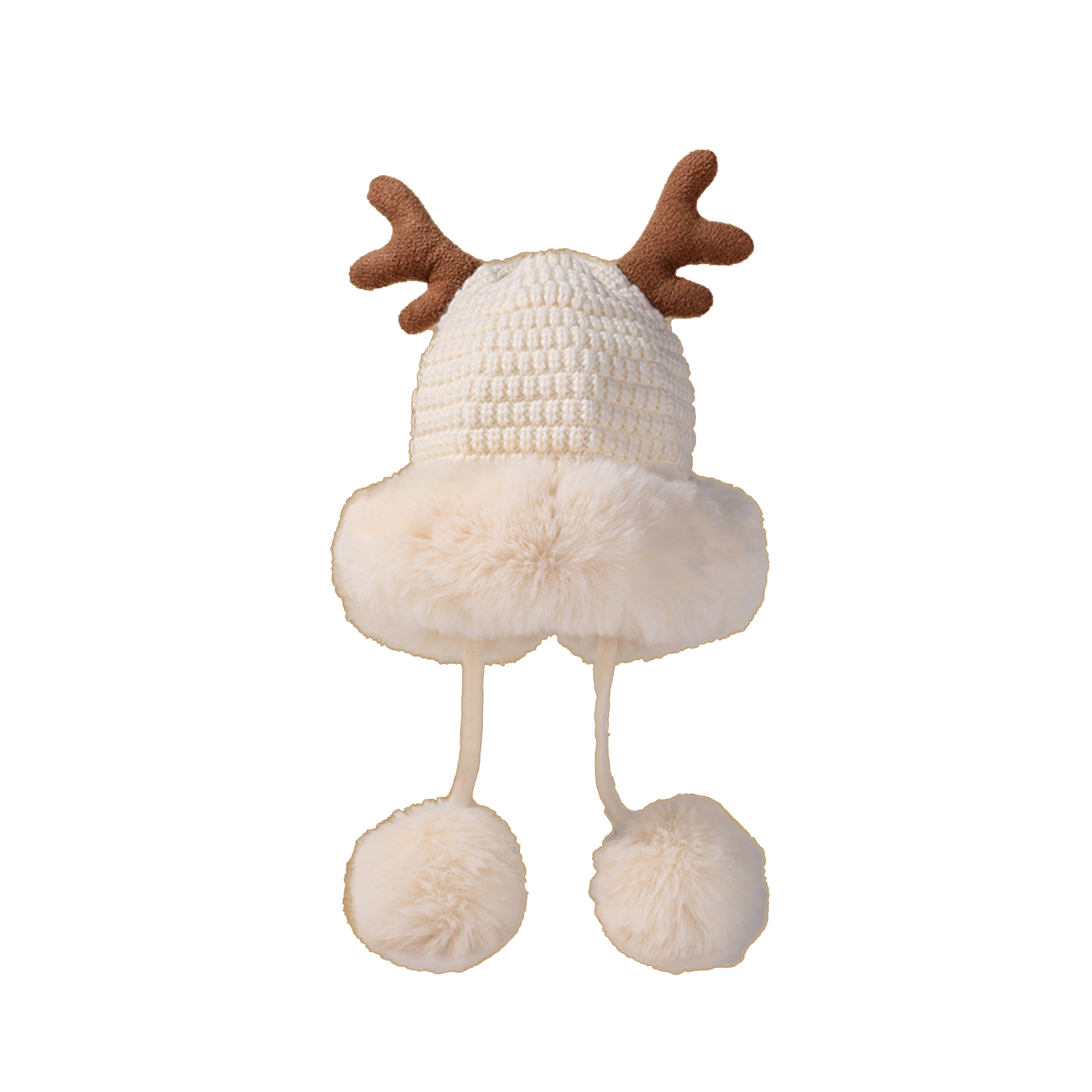 Women winter cover ear antler knit hat 11