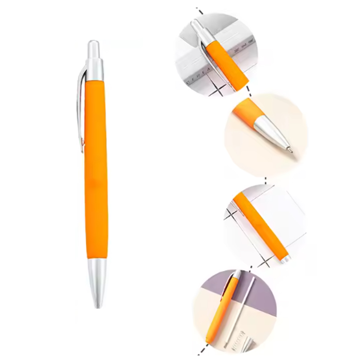 Custom Click Ballpoint Pen with Rubber Grip and Metal Clip 3