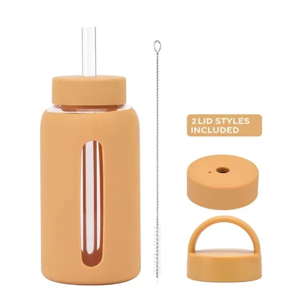 Silicone Sleeve Glass Cup with 20 oz Eco-Friendly Reusable 2