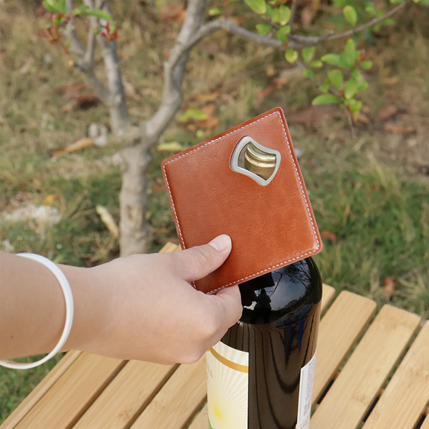 Dual-Purpose Coaster Bottle Opener, 3.8" Square 2