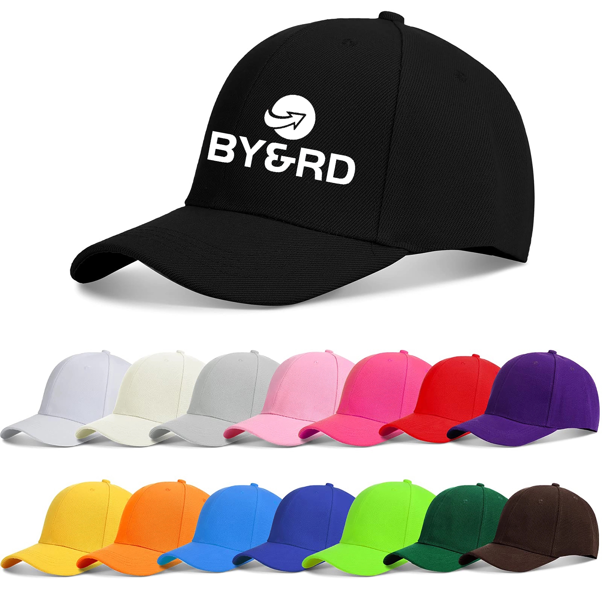 6 Panel Structured Baseball Caps w Custom Logo Adjustable