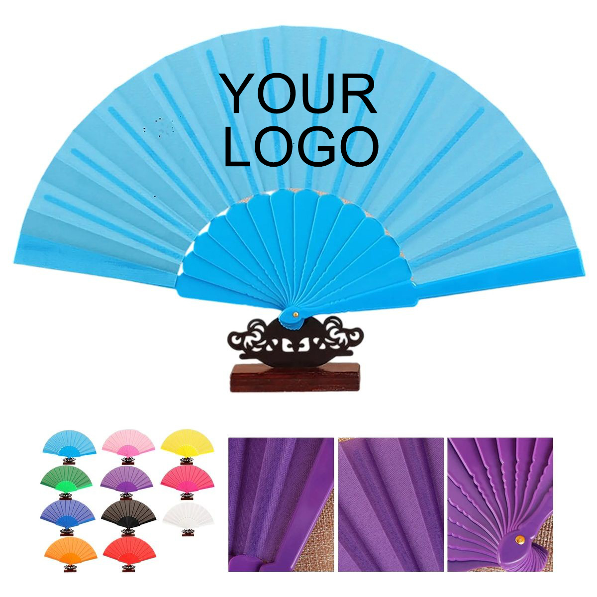 9.1 inches x 16.5 inches Plastic Handheld Fan, Customizable with Logo Imprint 9