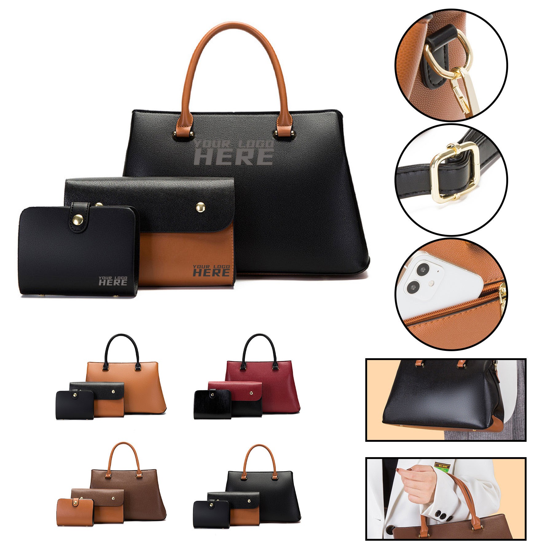 Women Handbag Bag Satchel Purse 2 Piece Set