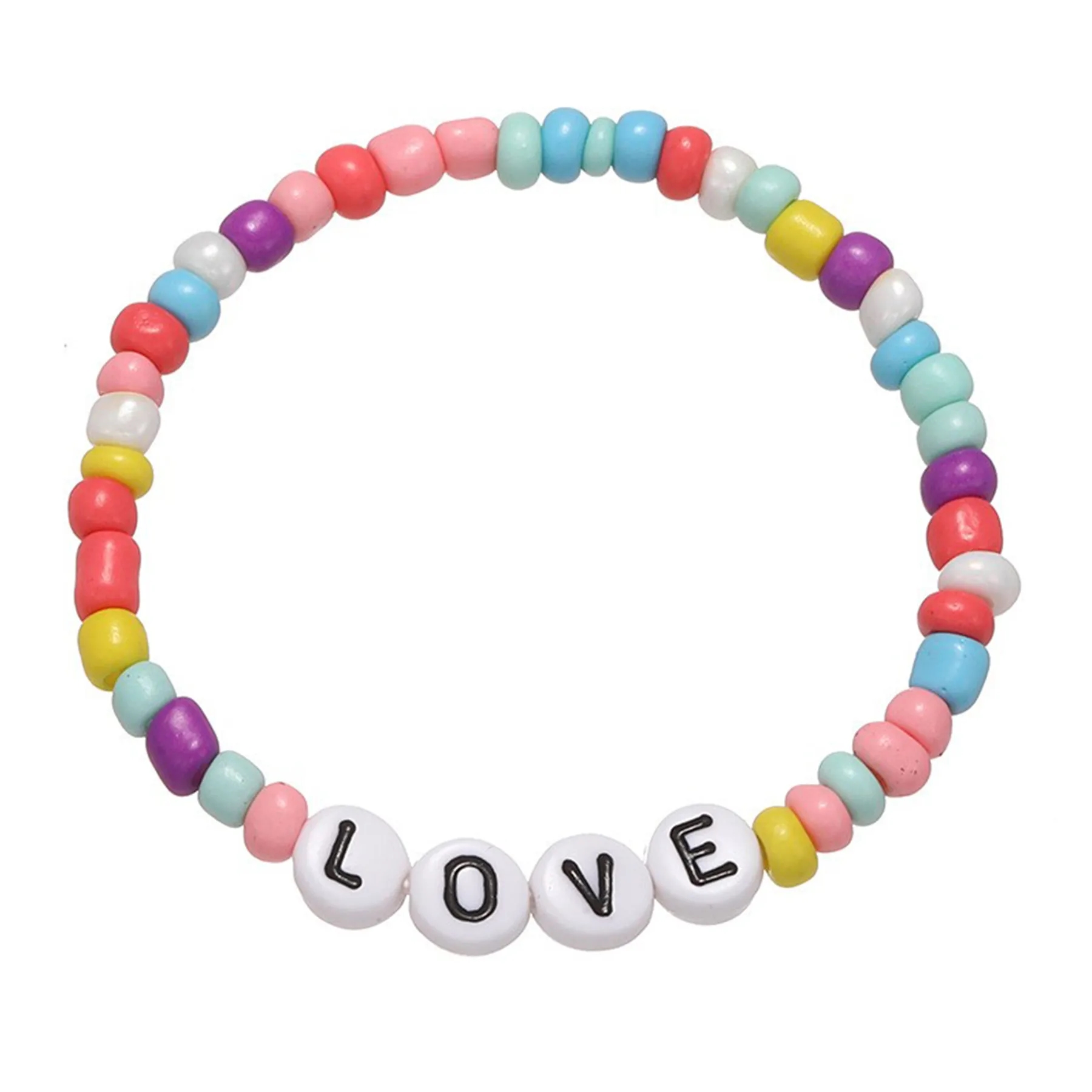 Beaded Letter Beads Elastic Bracelet 5