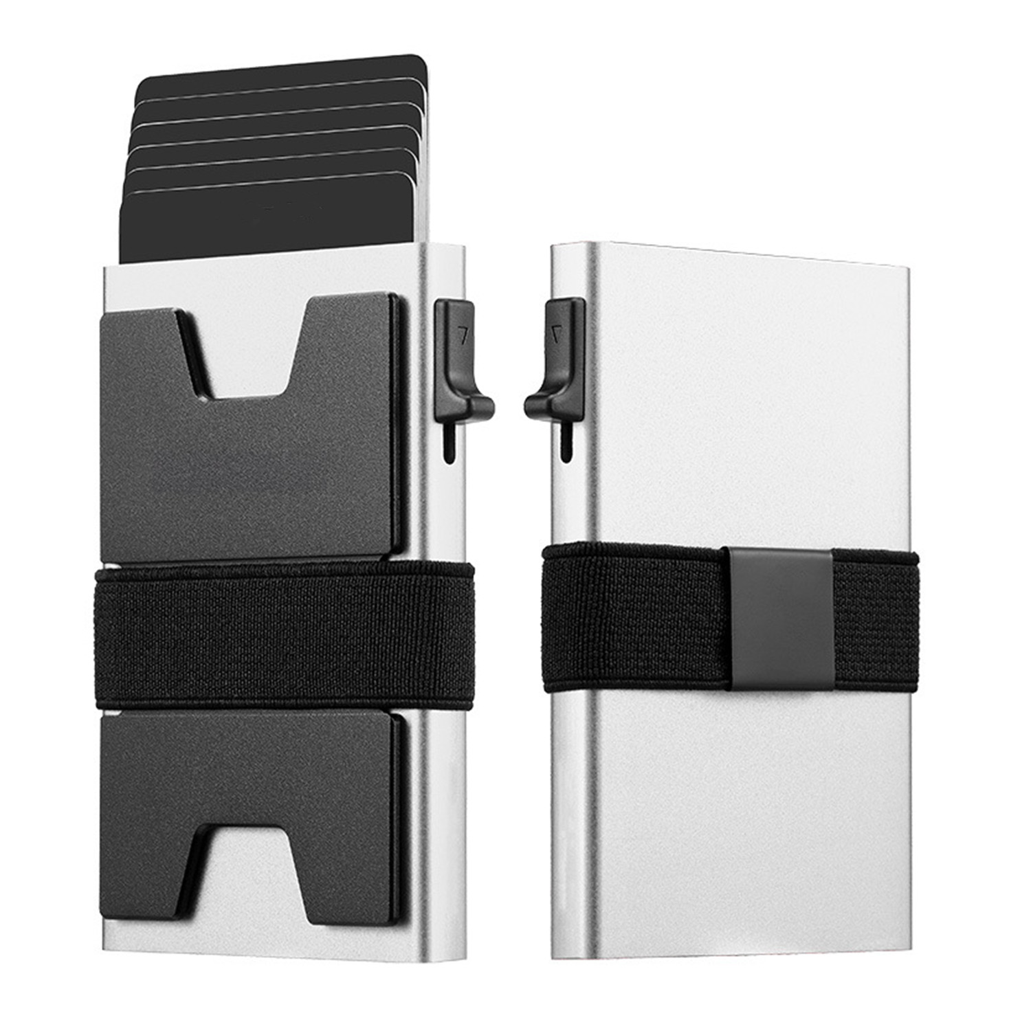 RFID Blocking Pop Up Aluminum Card Holder w/ Elastic Strap 1