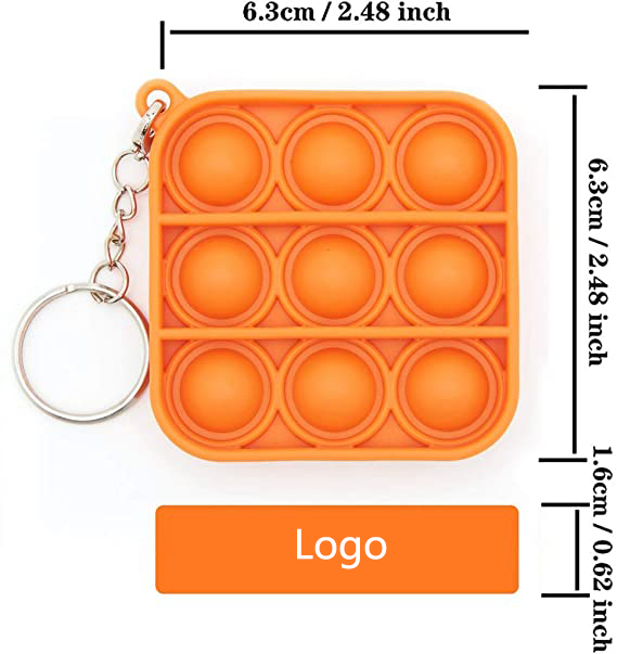 Square Shape Pure Color Push Pop Key Chain 1