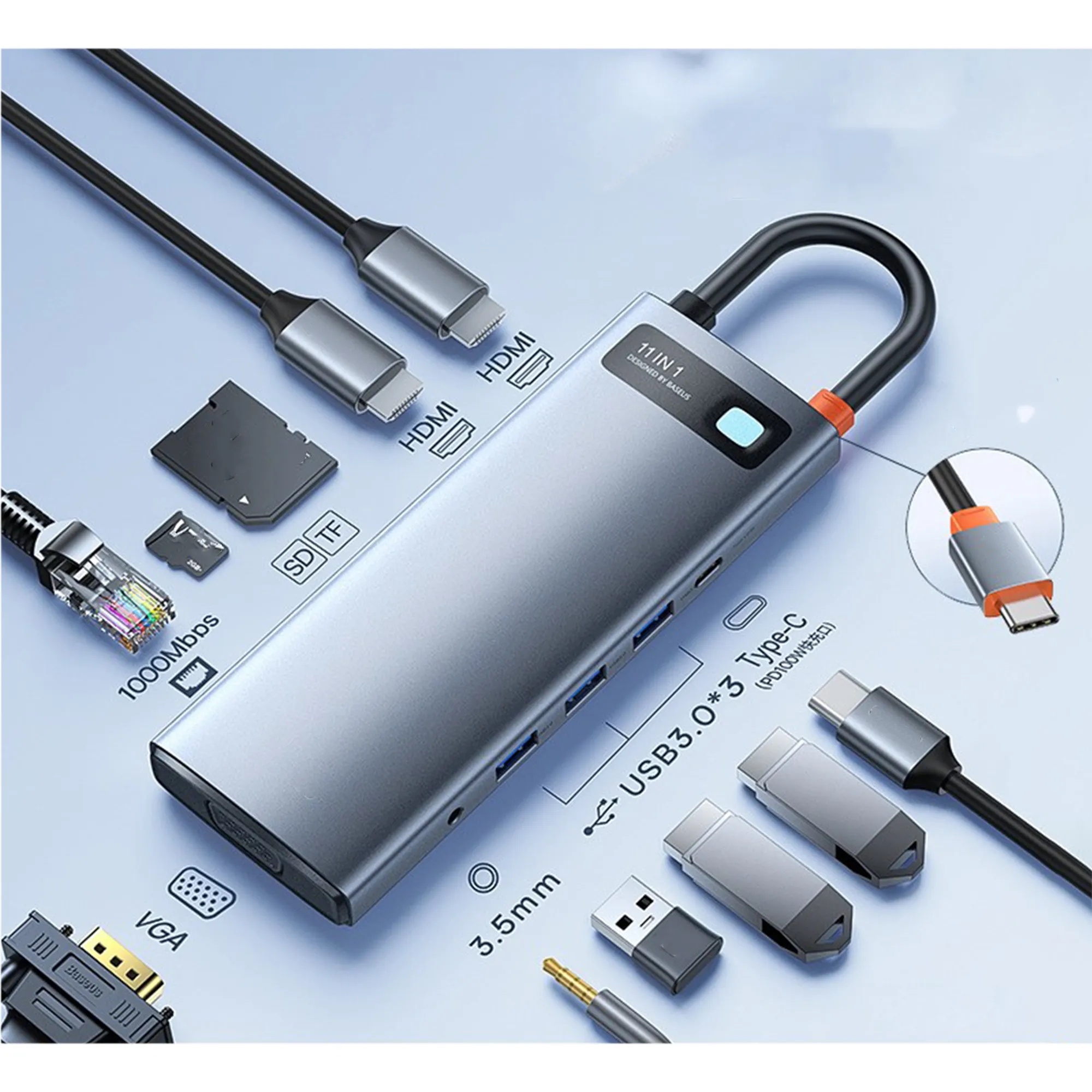 11 in 1 USB-C Laptop Docking Station Hub