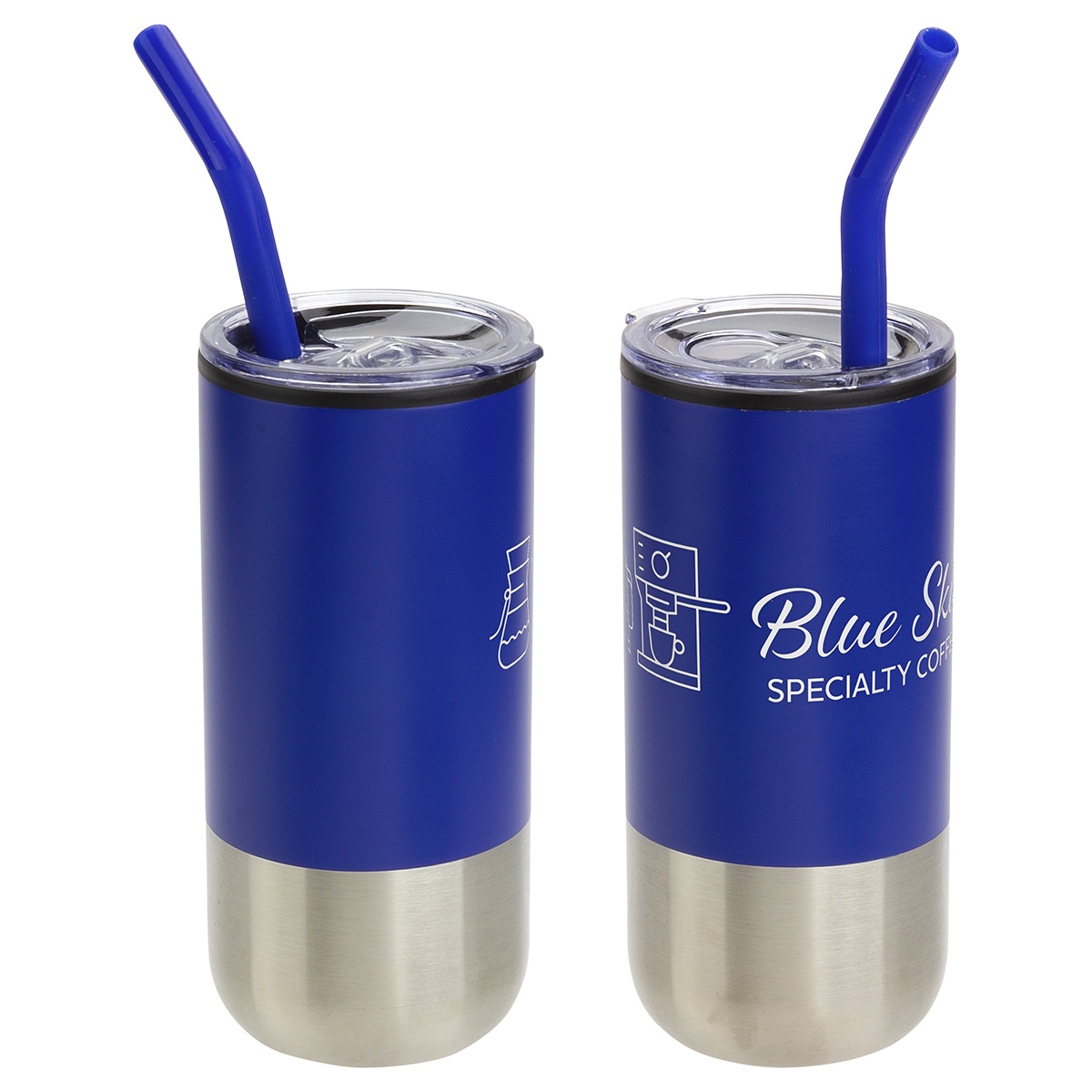 Oxford 16 oz Stainless Steel/Polypropylene Tumbler with Straw 24