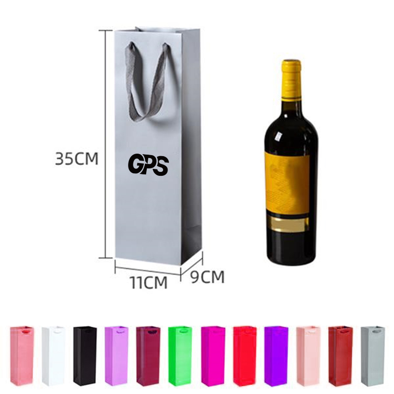 1 PCS Full Color Matte White Card Wine Bottle Bag