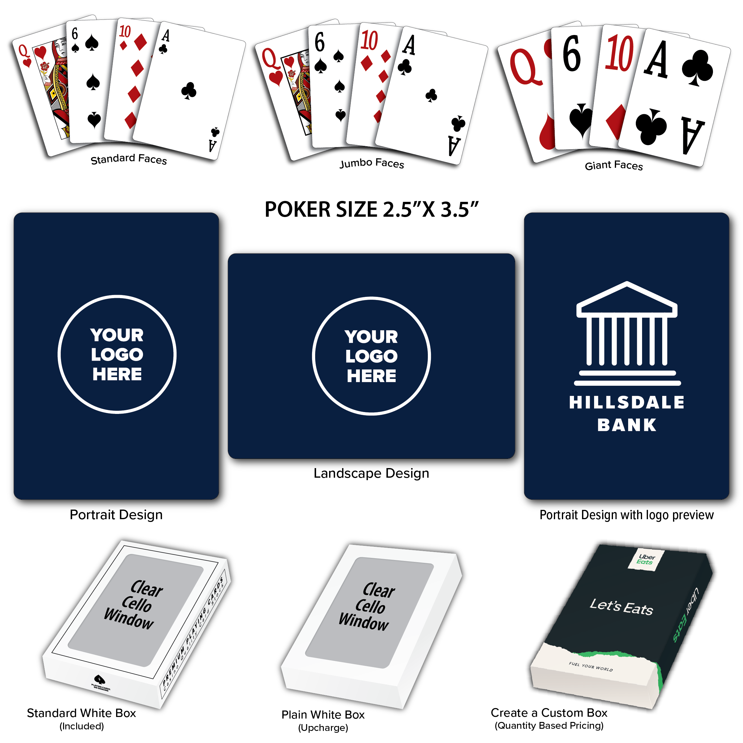 Solid Back Navy Poker Size Playing Cards