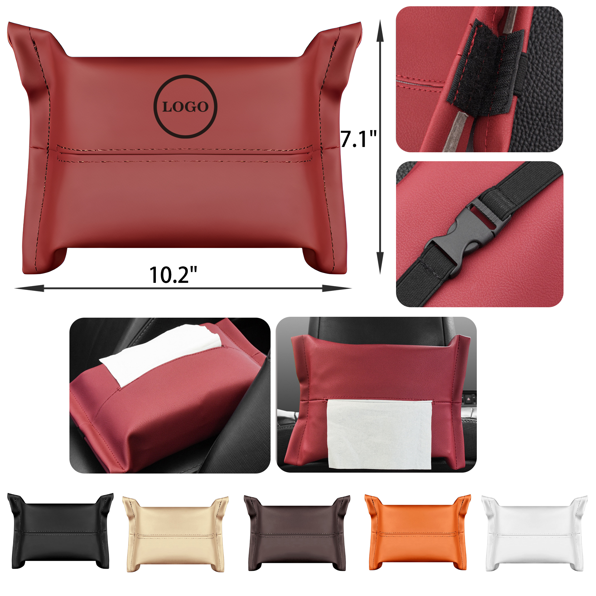 MOQ 50 PCS Durable Leather Car Tissue Box 6