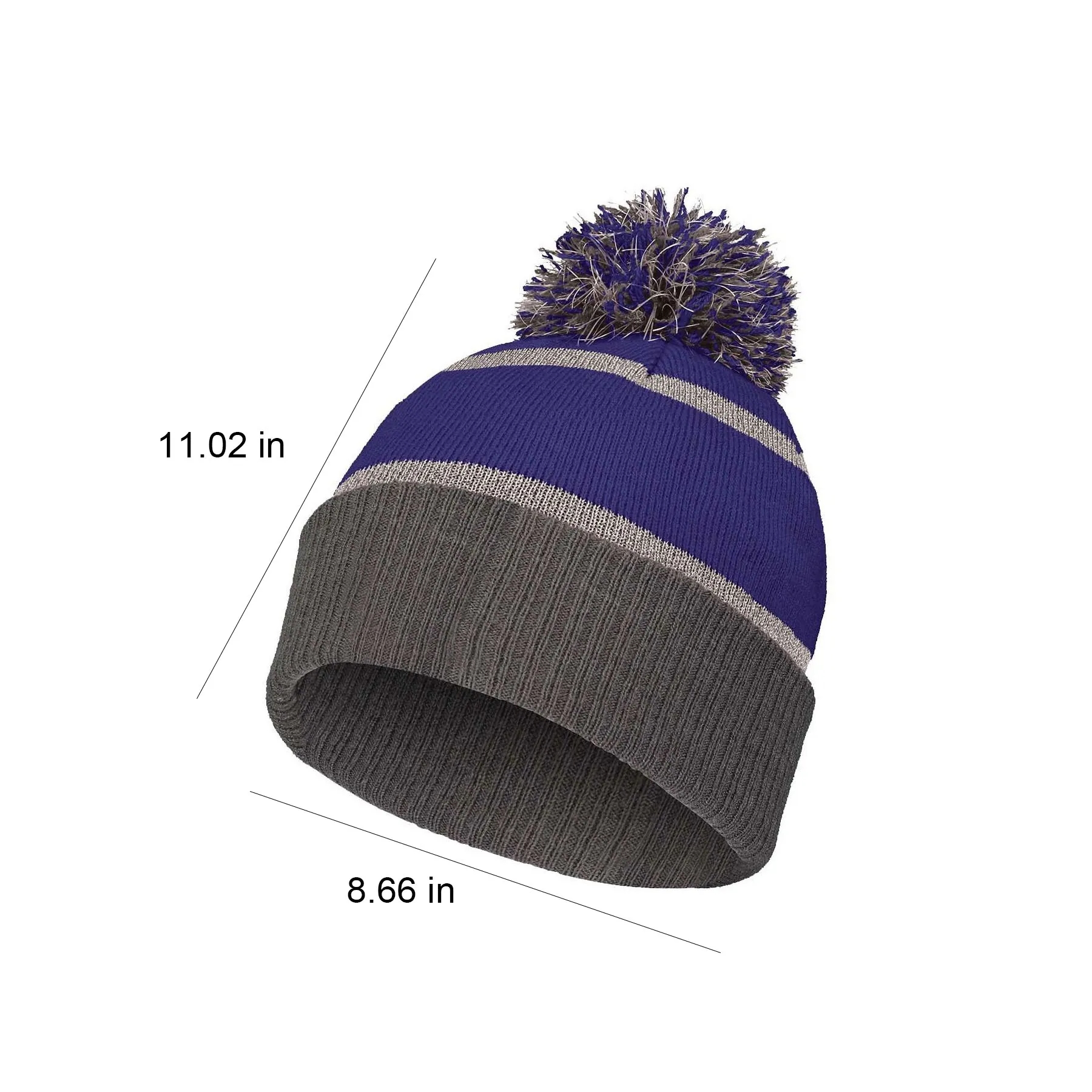 Thick Striped Knit Beanie with Pom 5
