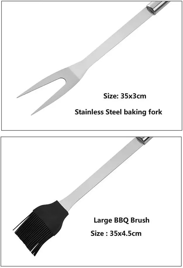 Stainless Steel BBQ Grill Tool Kit with Carrying Bag 20pcs 3