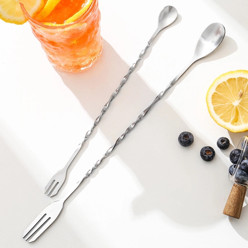 Bar Mixing Spoon 10" Stainless Steel for Bubble Tea Drinks 1