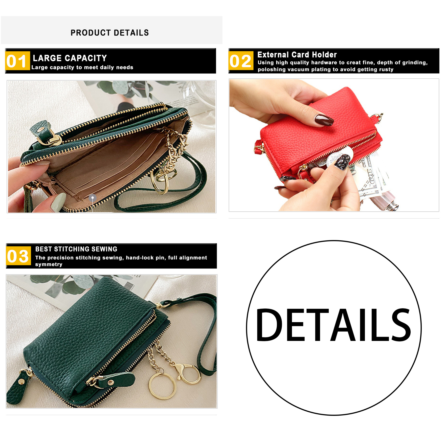 Genuine Leather Simple multi-card coin purse 4