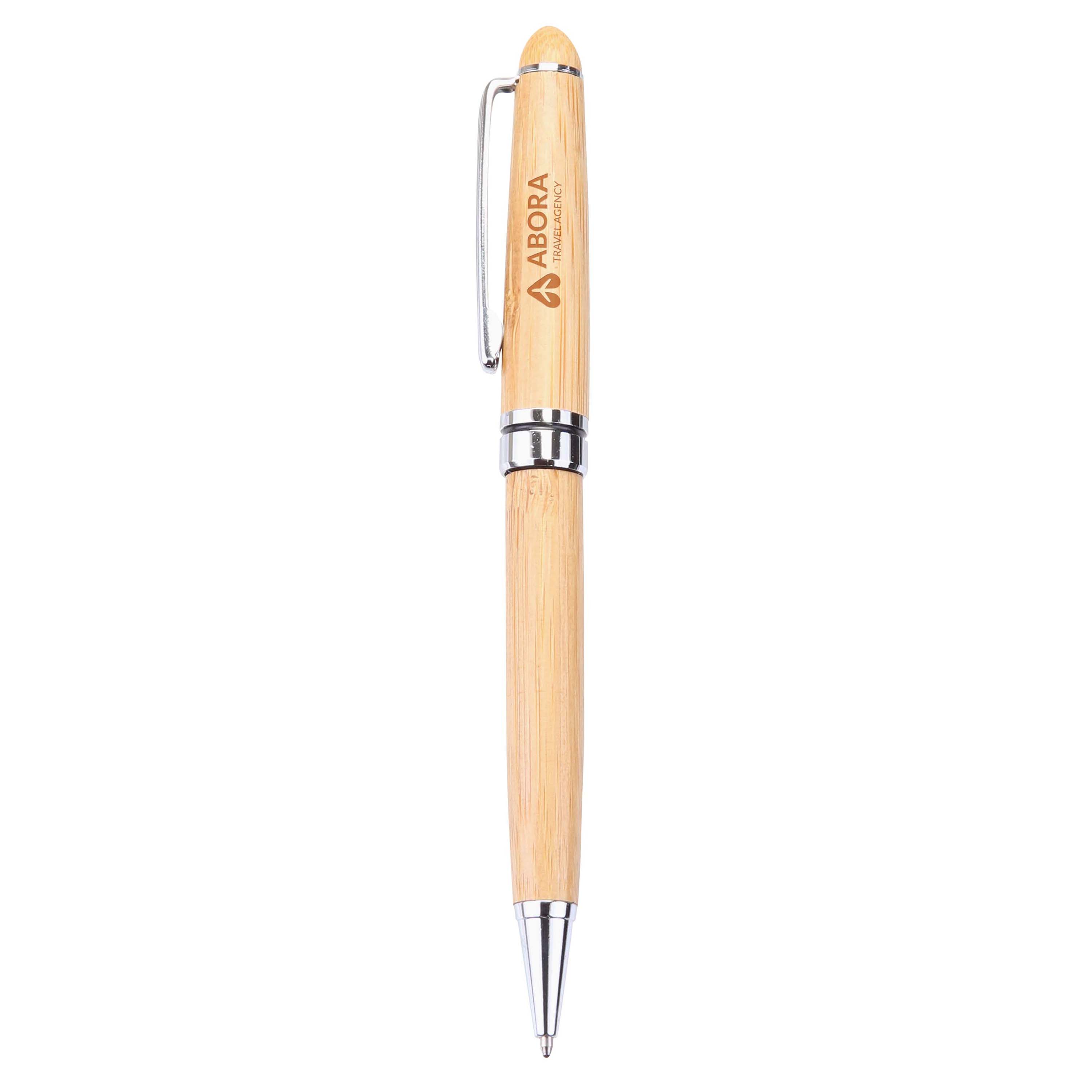 Silver Solstia Bamboo Twist Ballpoint Pen