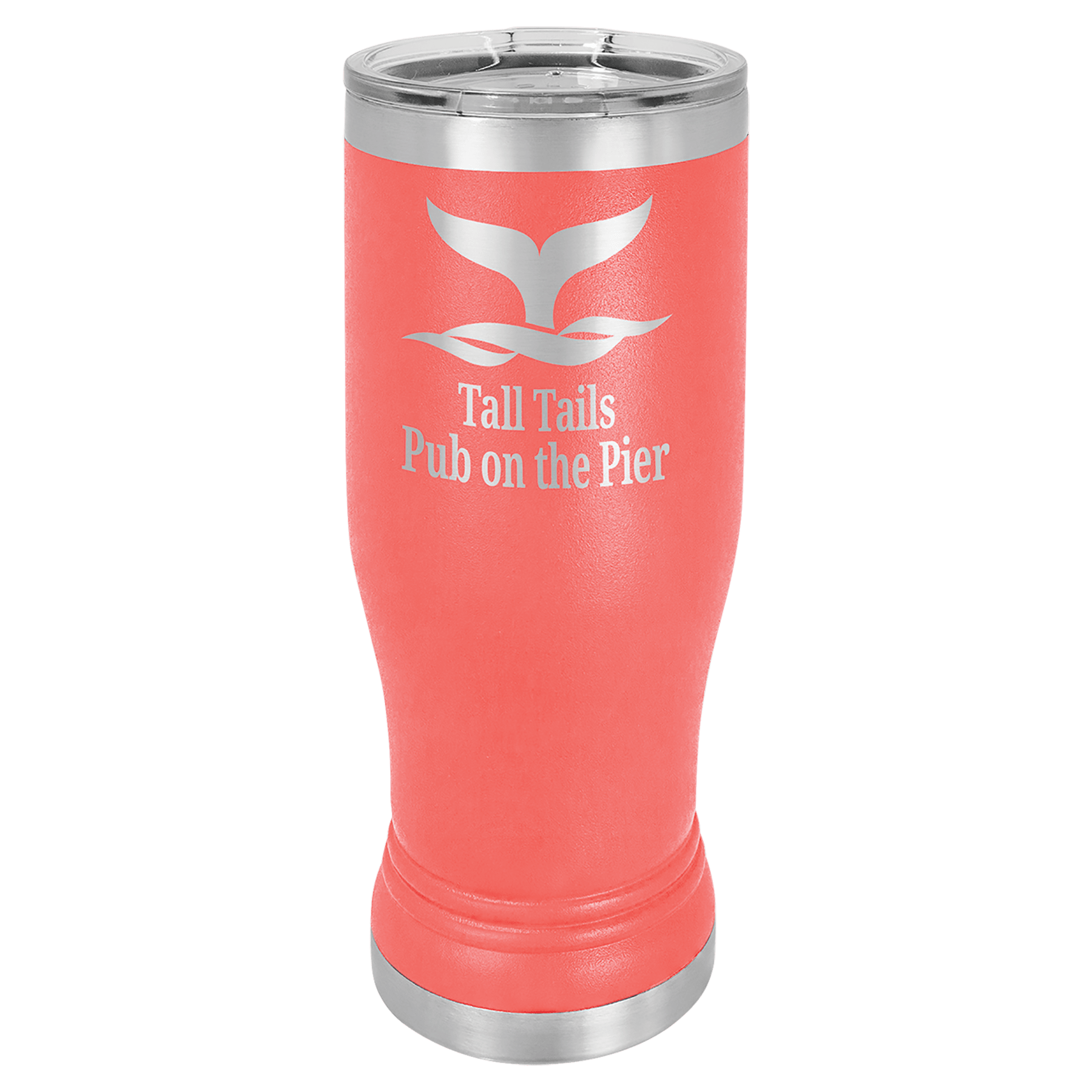 14 oz. Coral Laser Engraved Polar Camel Pilsner Tumbler w/Clear Lid 2