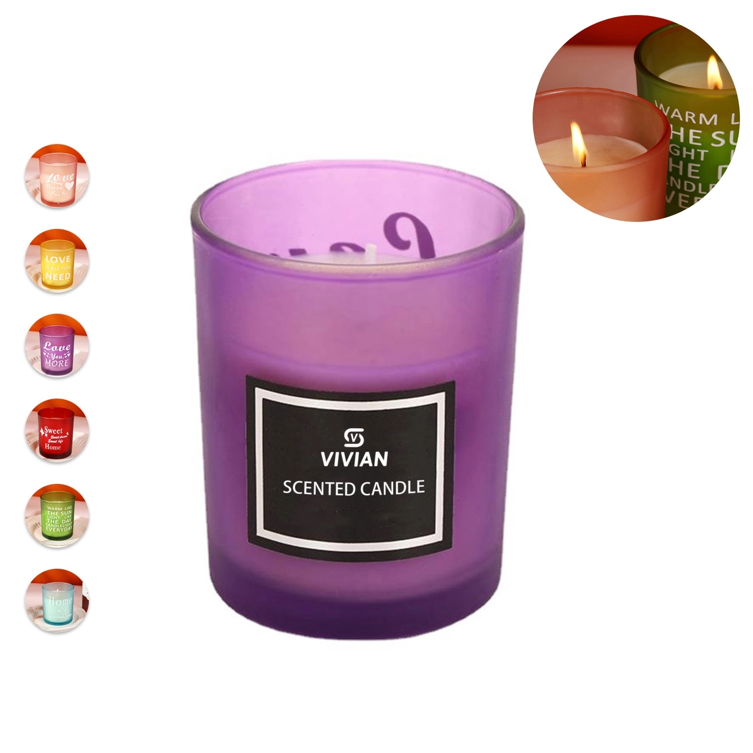 7.5 Oz. Scented Candles In Colorful Glass 1