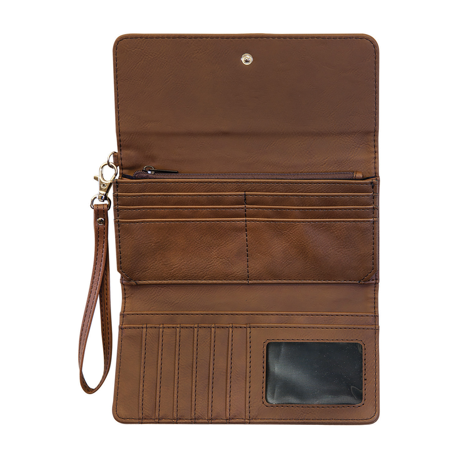 Dark Brown Leatherette Wallet with Strap 4