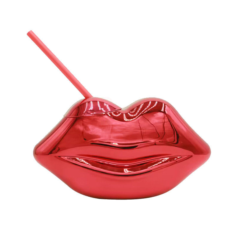 Lip Shaped Tumbler Cup with Straw 2