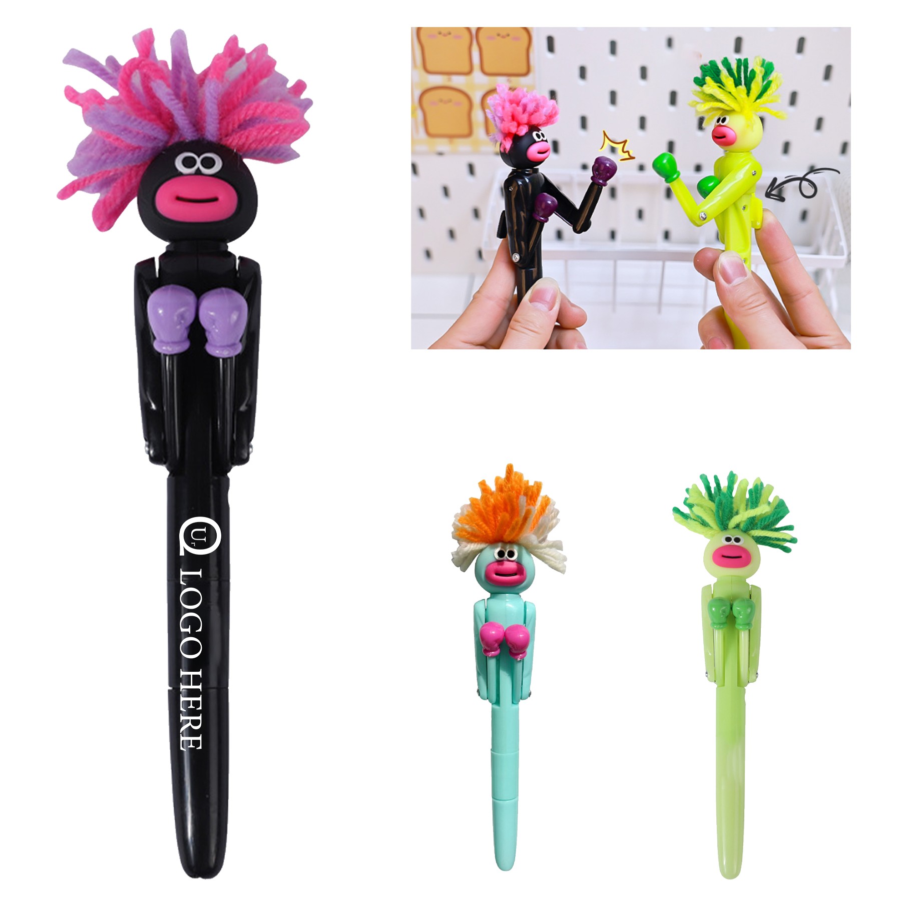 Boxer Ballpoint Pen W/ Yarn Hair