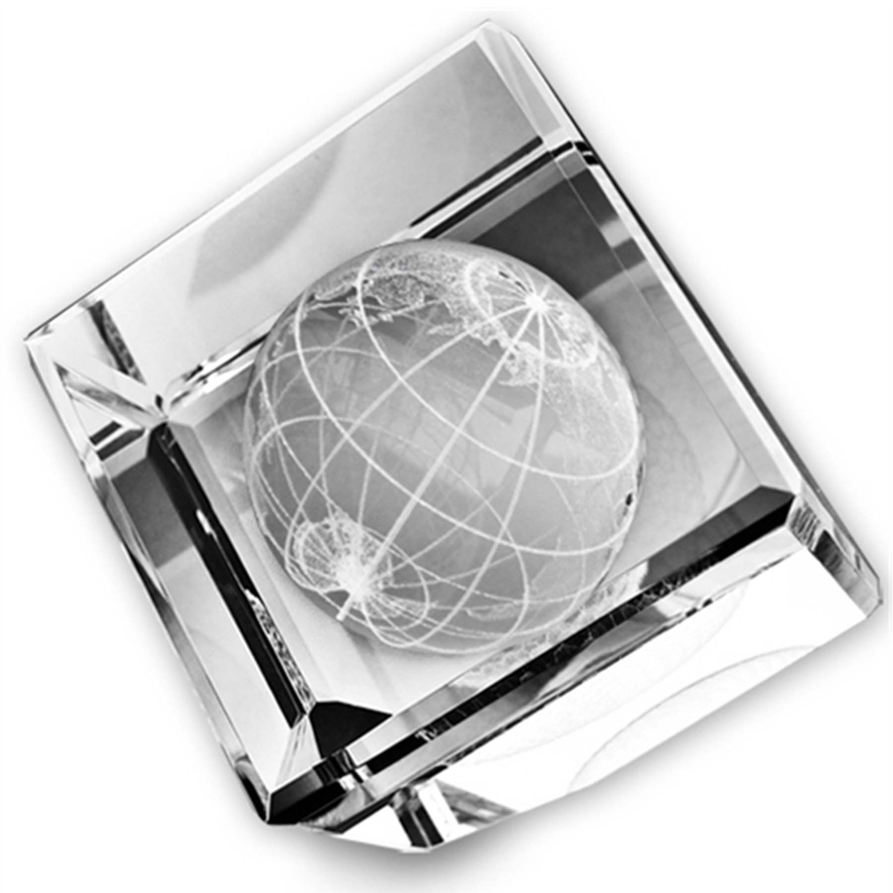 3D Crystal Paperweight W/ 3-D Globe 2