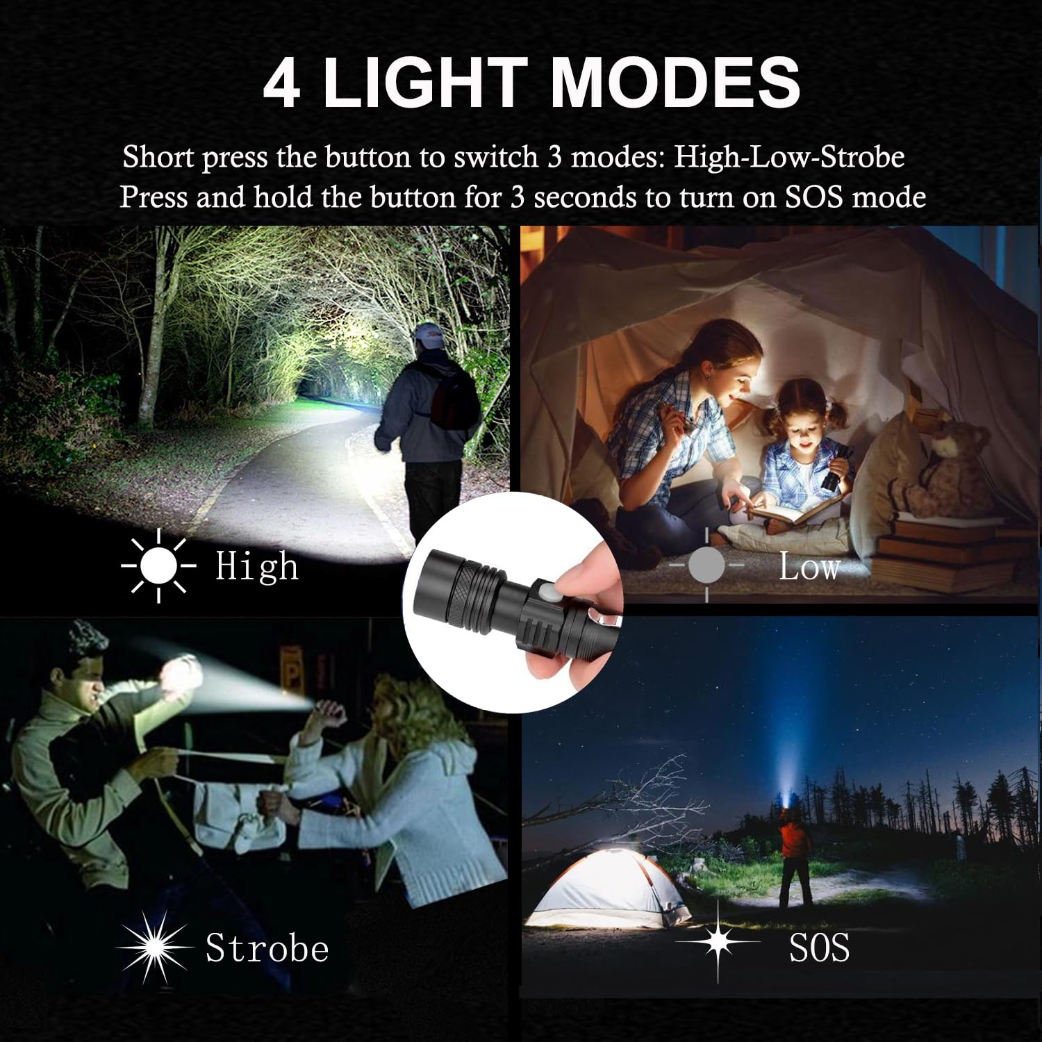 Multi-Function Zoom LED Flashlight - Compact & Rechargeable 11